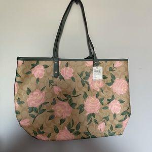 COACH REVERSIBLE CITY TOTE CAMO ROSE FLORAL PRINT